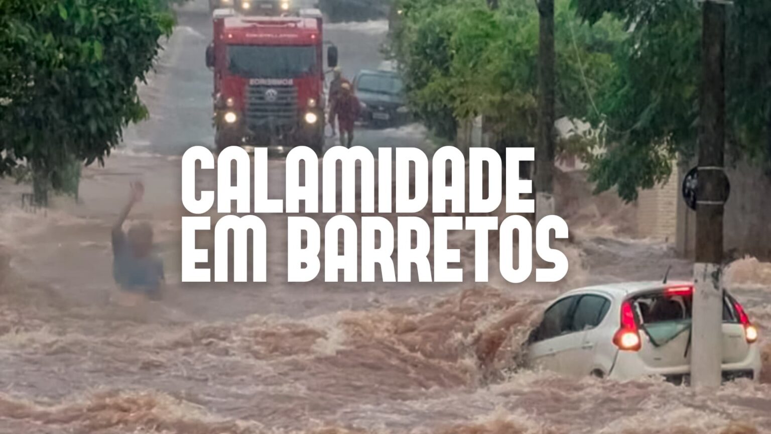 Barretos decreta calamidade veja video da idosa sendo levada pela enxurrada