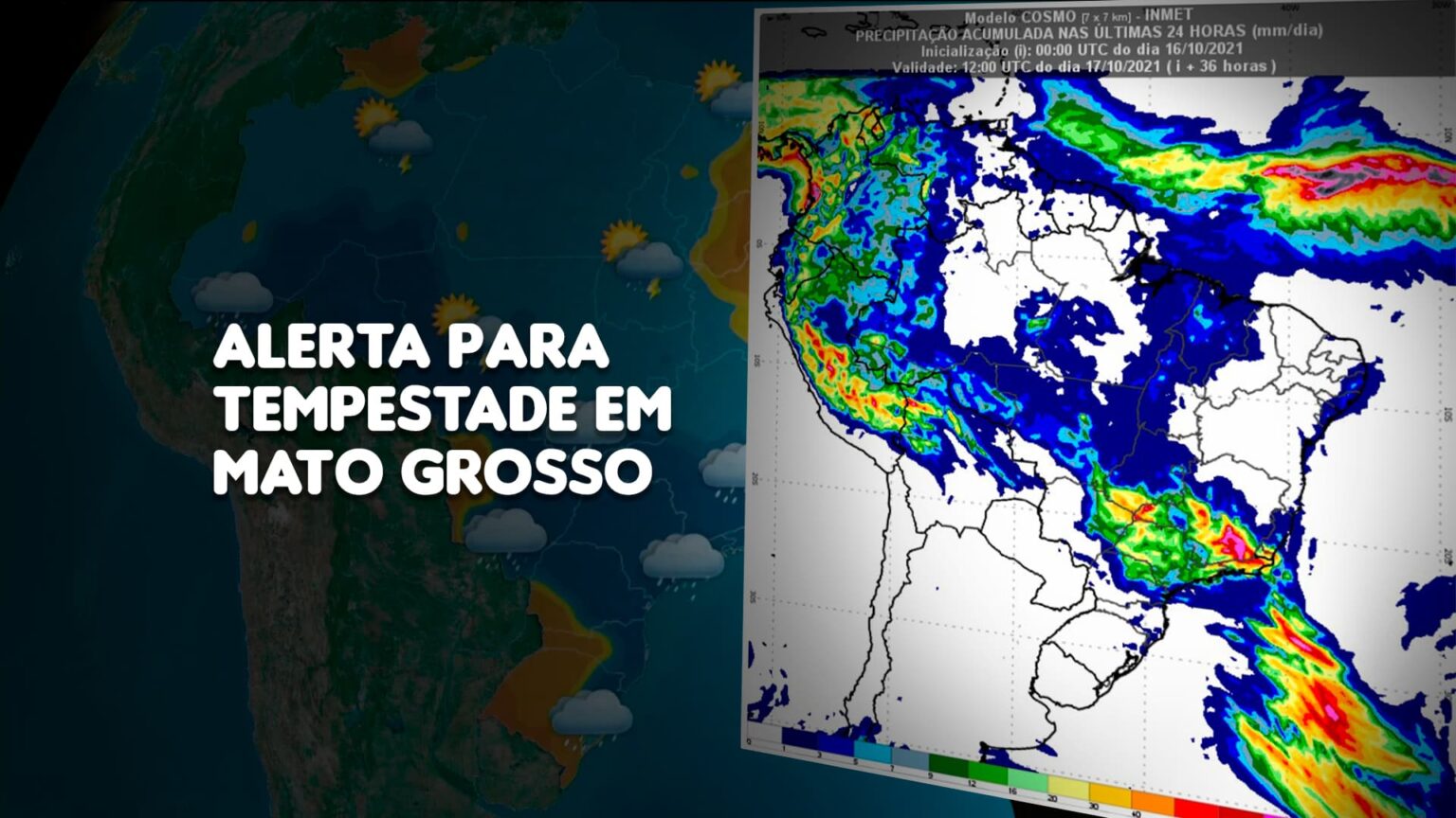 Inmet alerta sobre tempestade ventos fortes e granizo para 73 municipios em mt