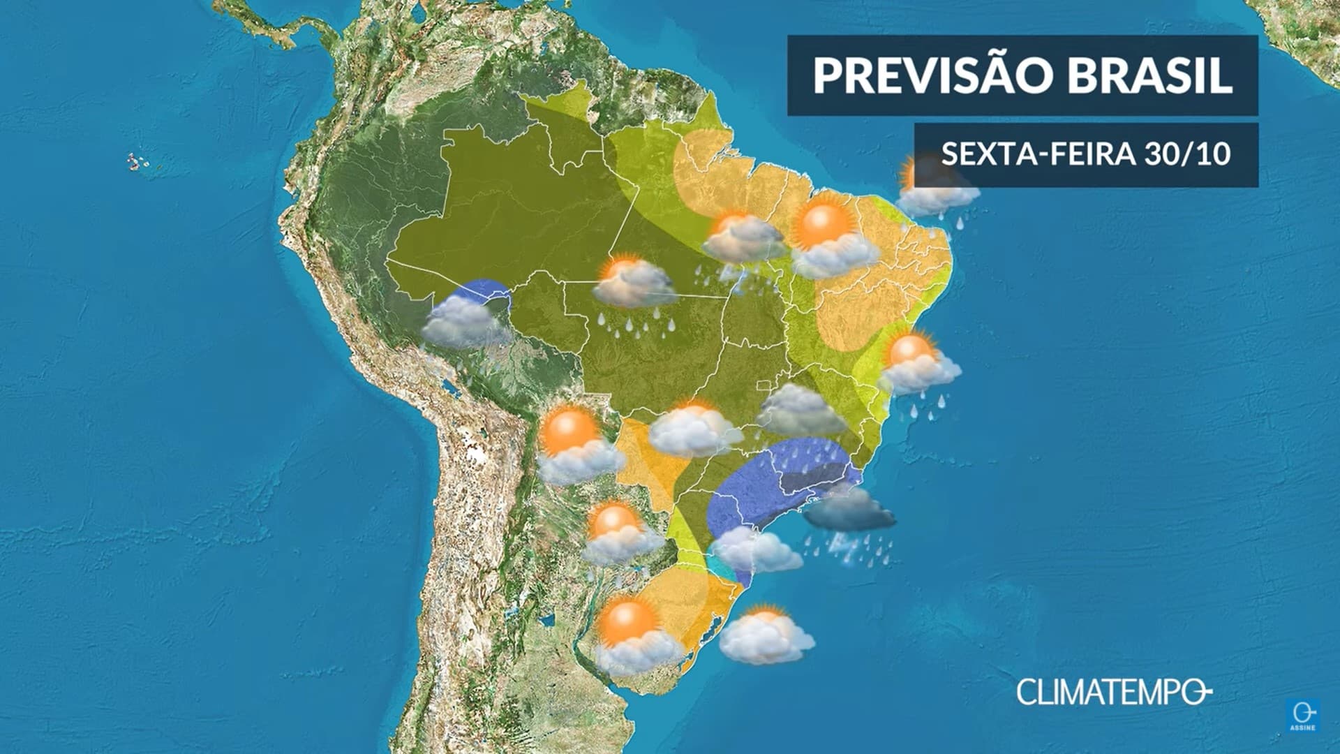 Veja a previsão do tempo dia 30 de outubro, no Brasil