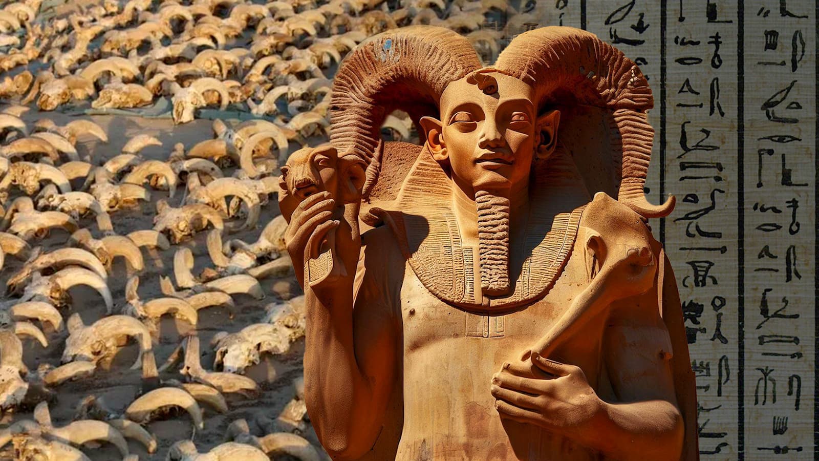 Mais de 2 mil cabeças de carneiro mumificadas são encontradas em templo de Ramsés II